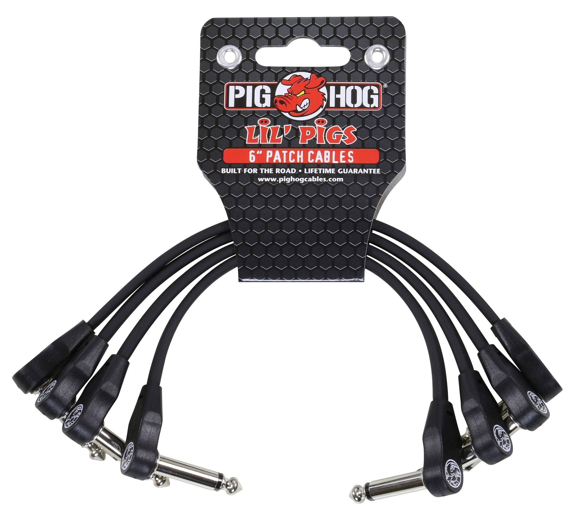 Pig Hog PHLSK6BK Lil' Pigs Low Profile Patch Cables 6" 4 Pack