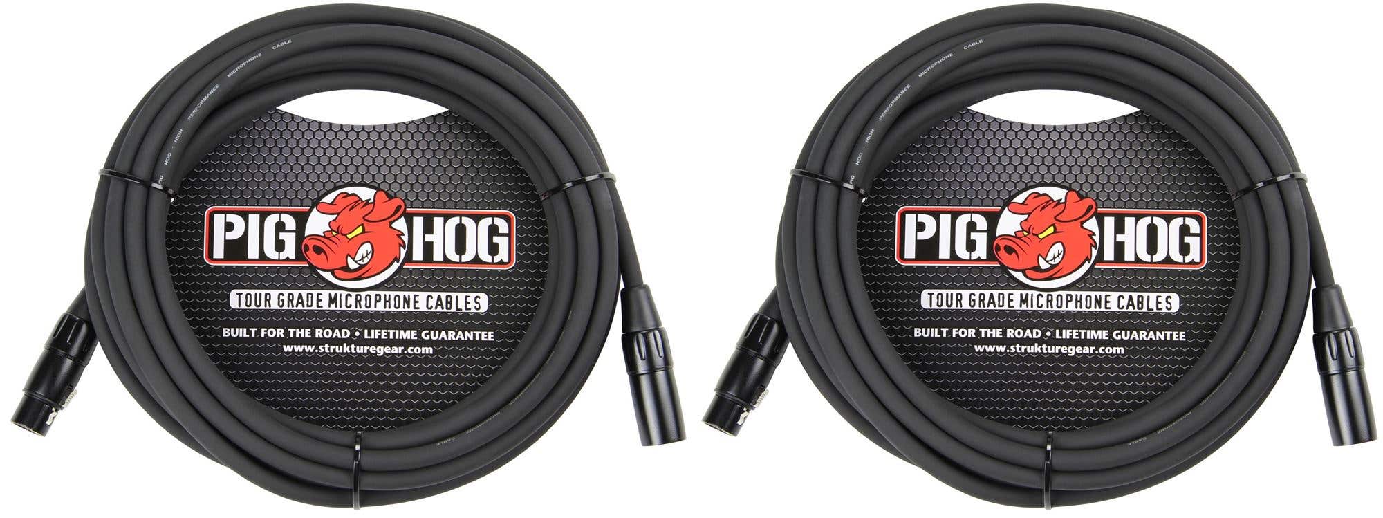 Pig Hog 15FT XLR Mic Cable 2 Pack