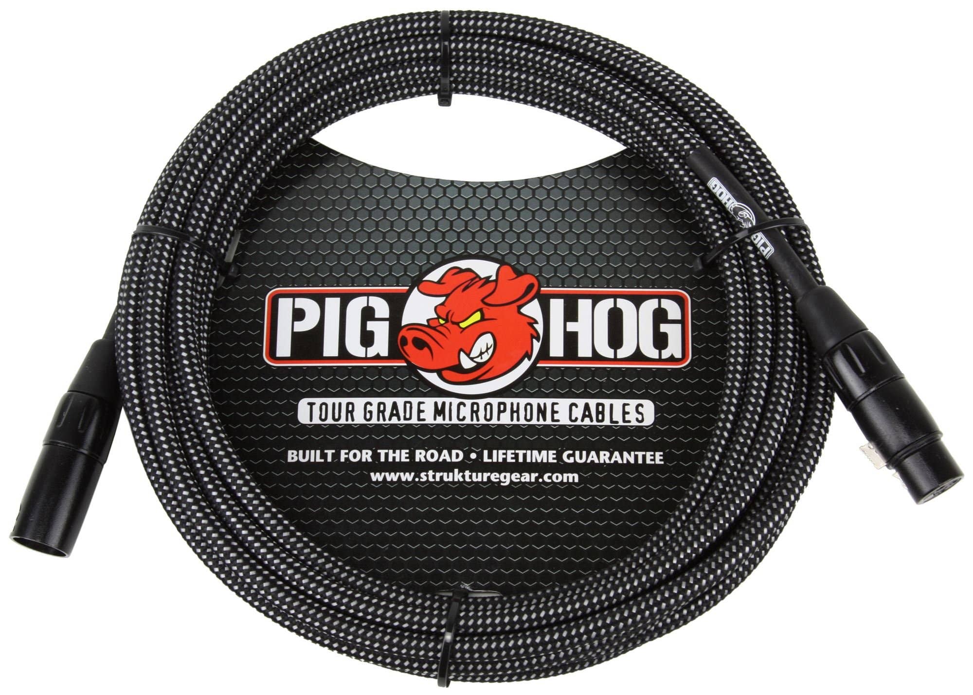 Pig Hog Black and White Woven Microphone Cable