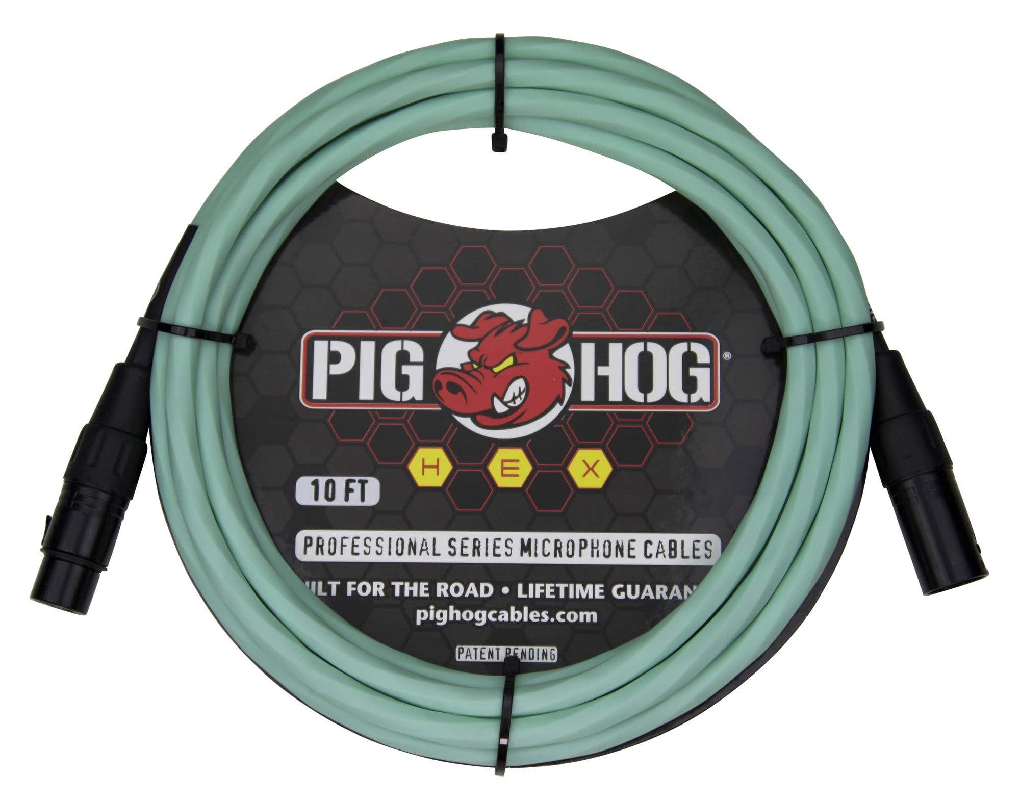 Pig Hog PHMH10SG Hex Series Mic Cable Seafoam Green 10 Feet