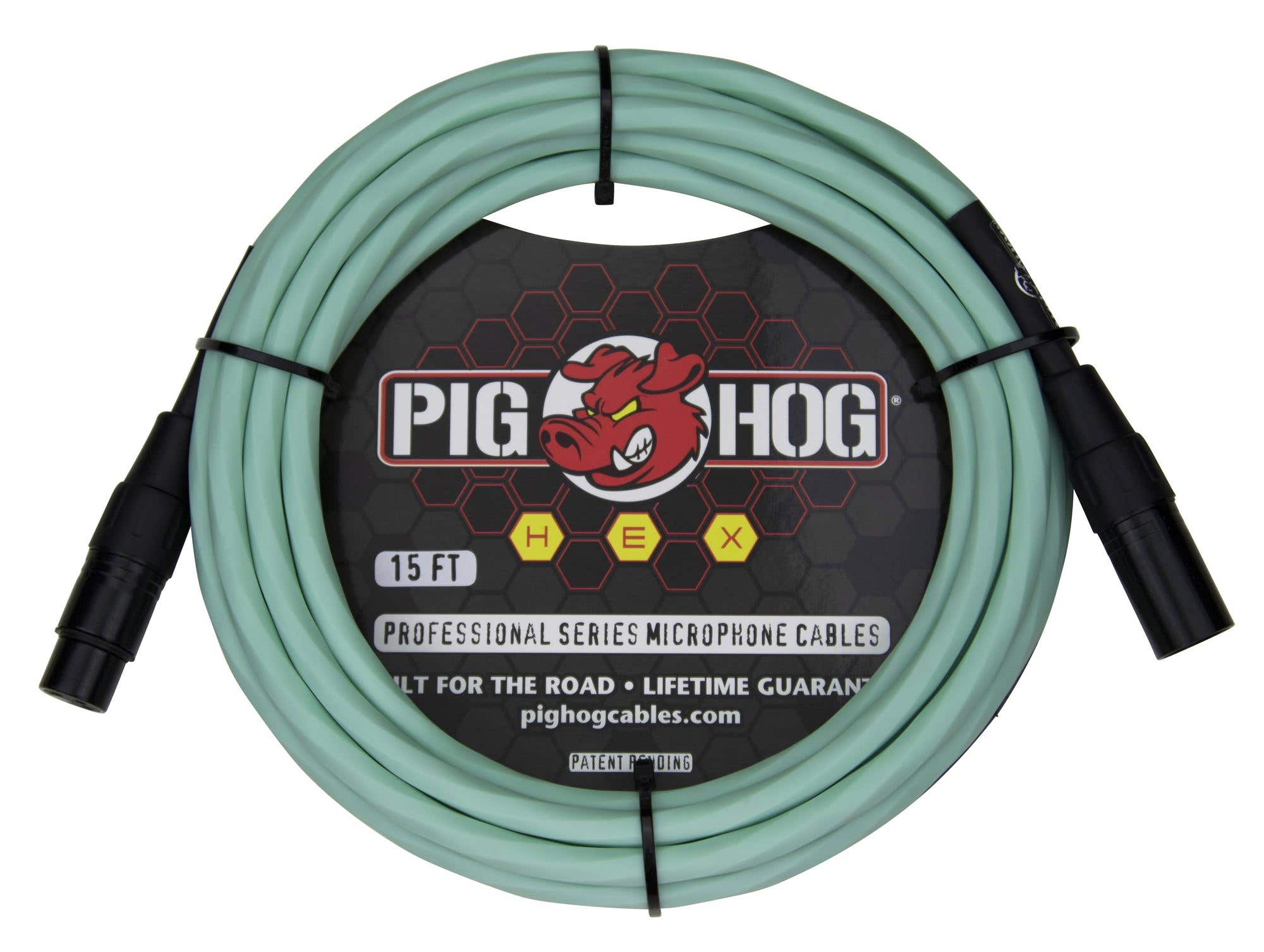 Pig Hog PHMH15SG Hex Series Mic Cable Seafoam Green 15 Feet