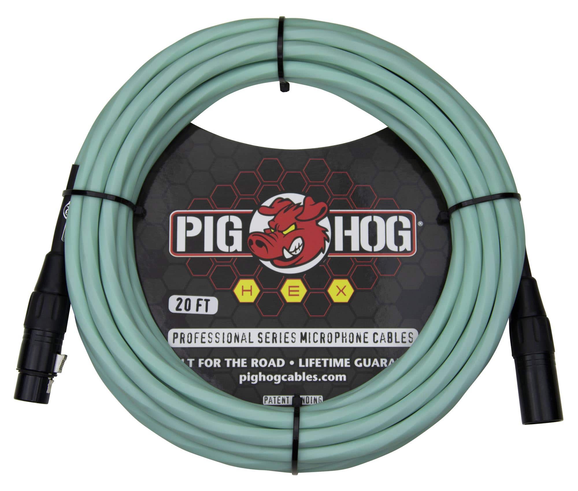 Pig Hog PHMH20SG Hex Series Mic Cable Seafoam Green 20 Feet