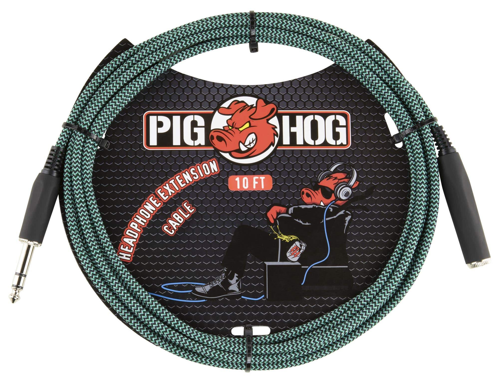 Pig Hog PHX14-10TAB Headphone Extension Cable 10' Tahitian Blue