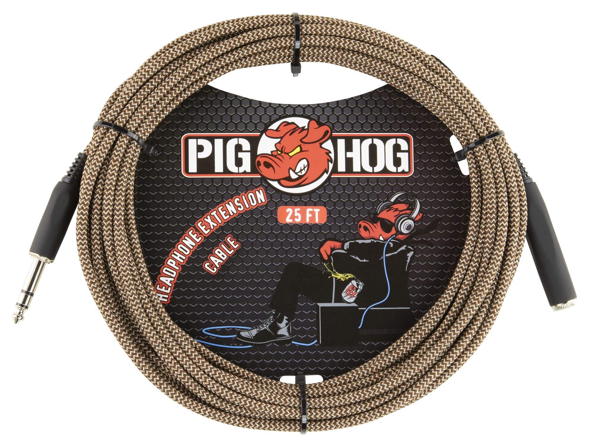 Pig Hog PHX14-25TBR Headphone Extension Cable 25' Tuscan Brown