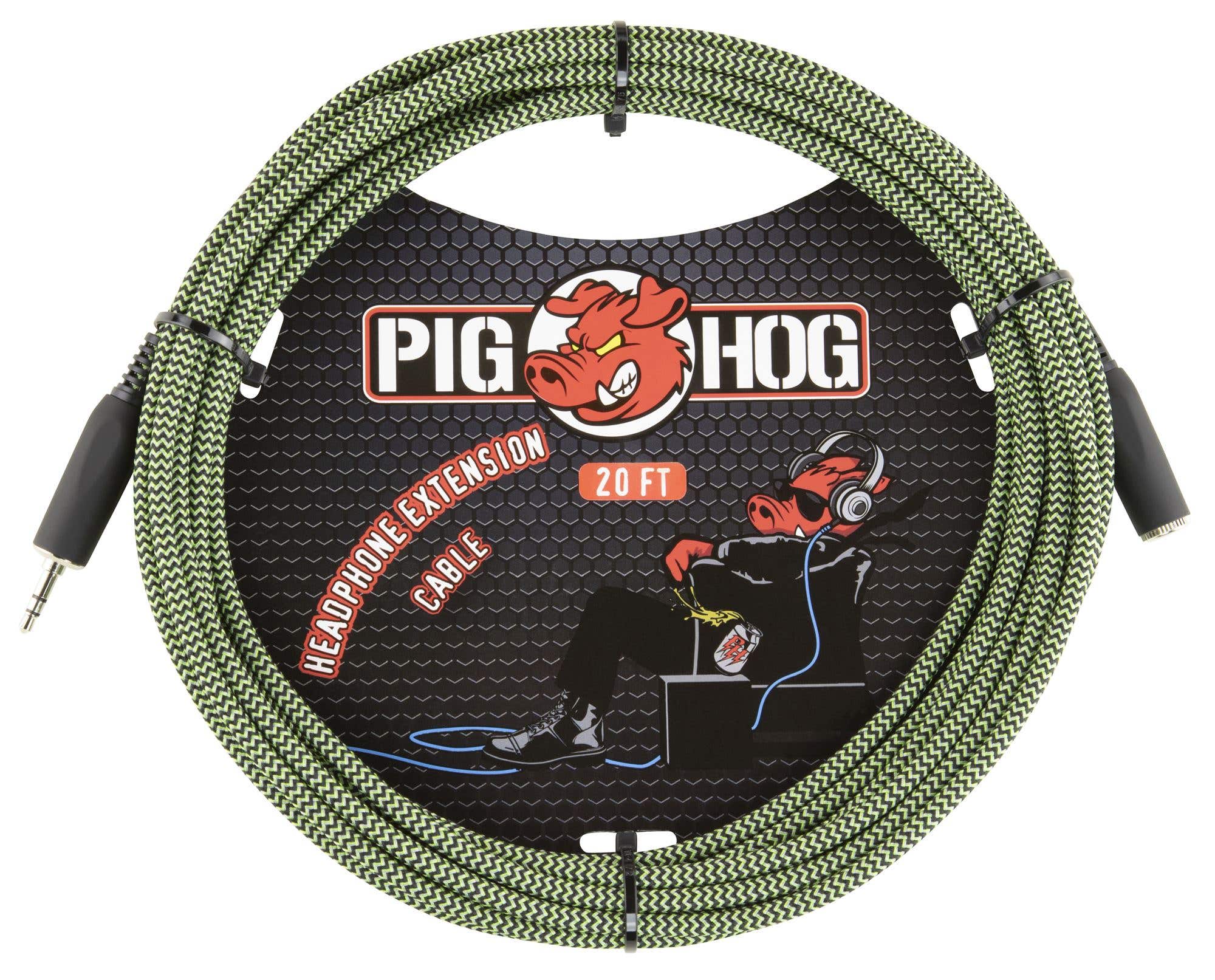 Pig Hog PHX35-20JGR Headphone Extension Cable Jamaican Green 20 Feet