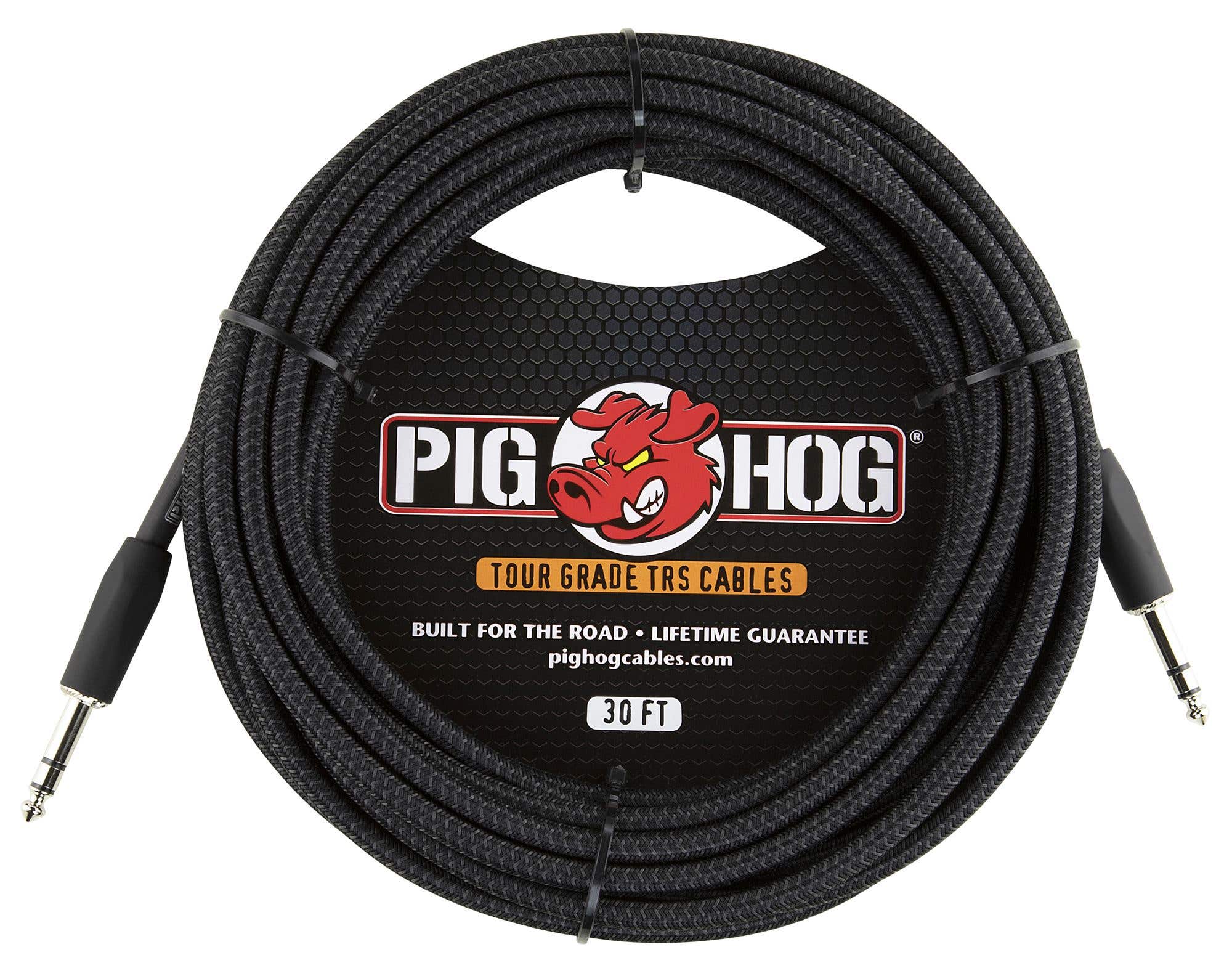 Pig Hog PTRS30BK Black Woven TRS Cable 30'
