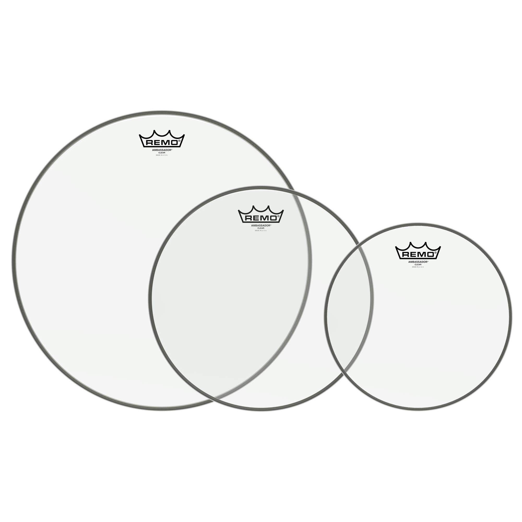 Remo Ambassador Tom Pack Clear 10 12 16 Inch