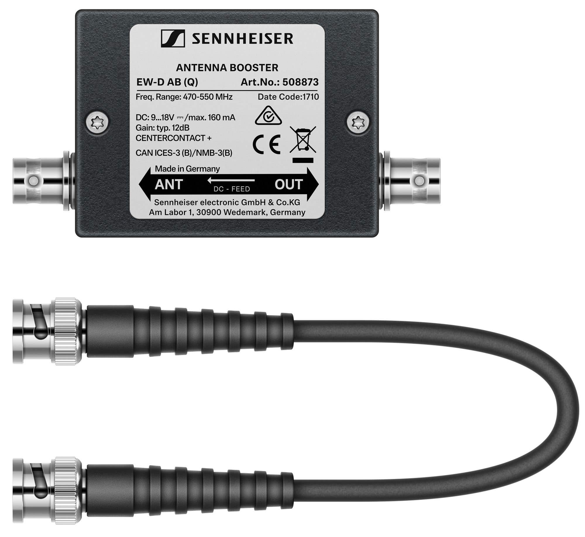Sennheiser EW-D AB R Inline Antenna Booster 10 dB Gain 520-608 MHz