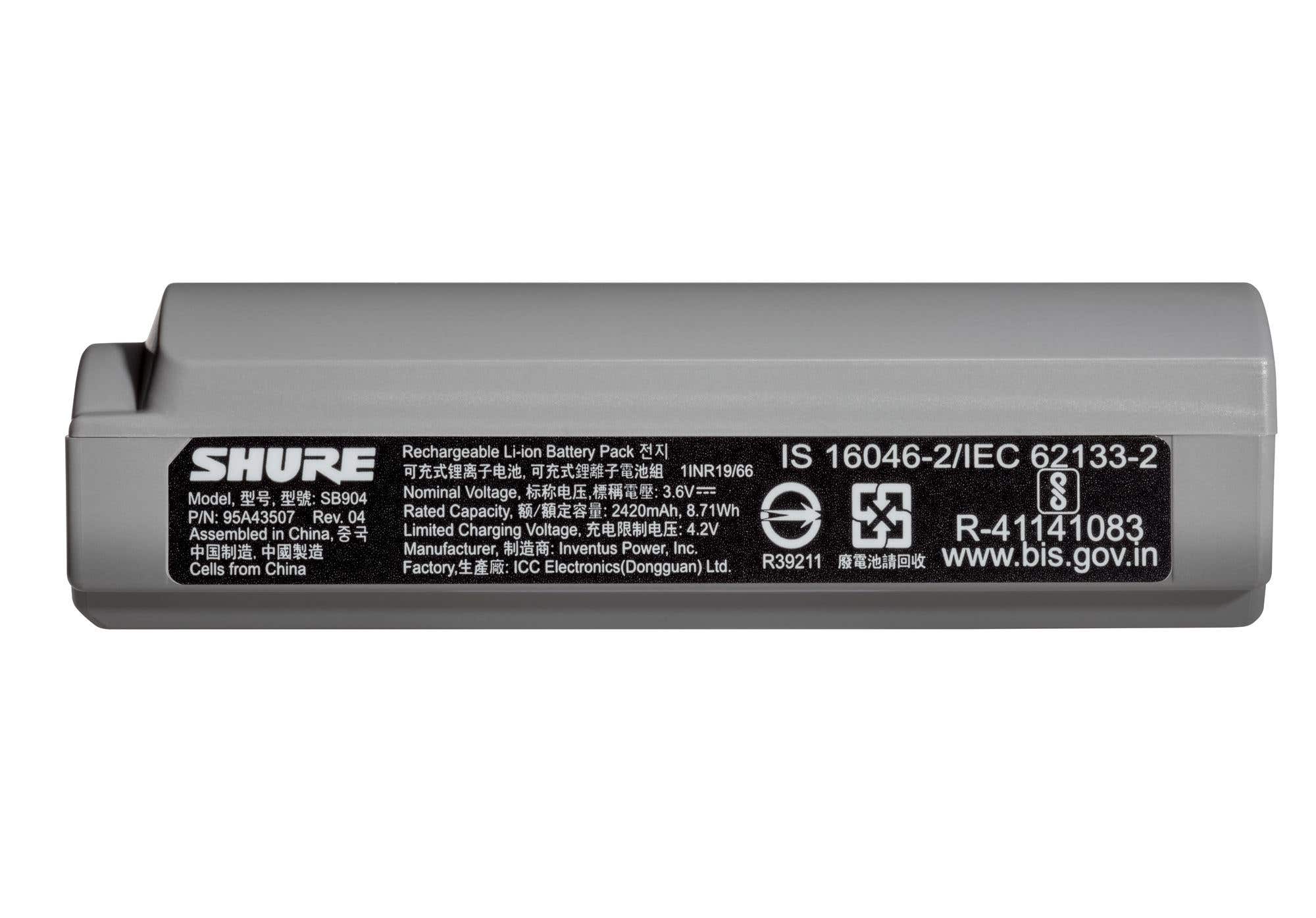 Shure SB904 GLXD Plus Lithium-Ion Rechargeable Battery
