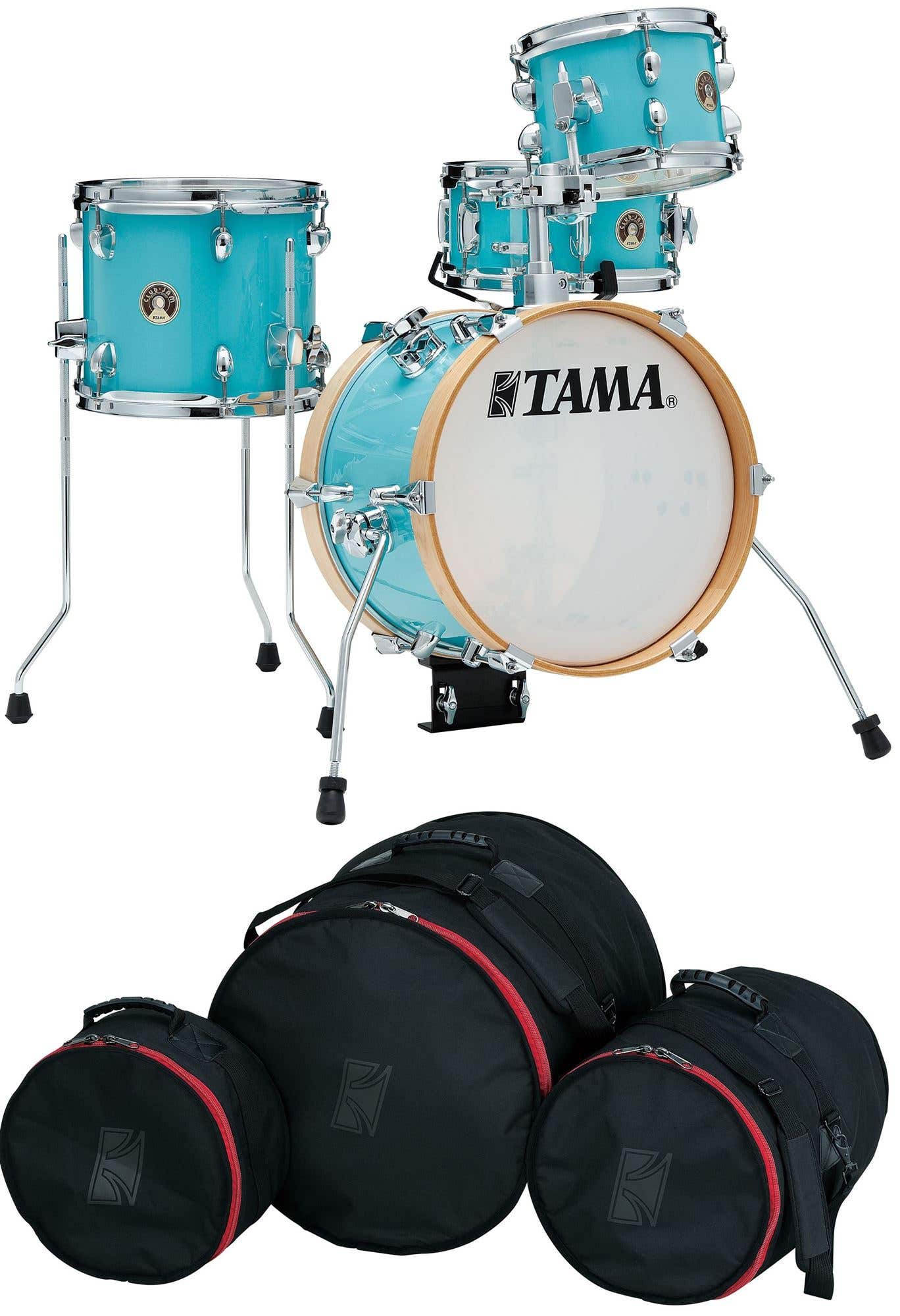 Tama Club JAM Flyer 4 Piece Shell Kit 14 Inch Bass Drum Aqua Blue with Bag