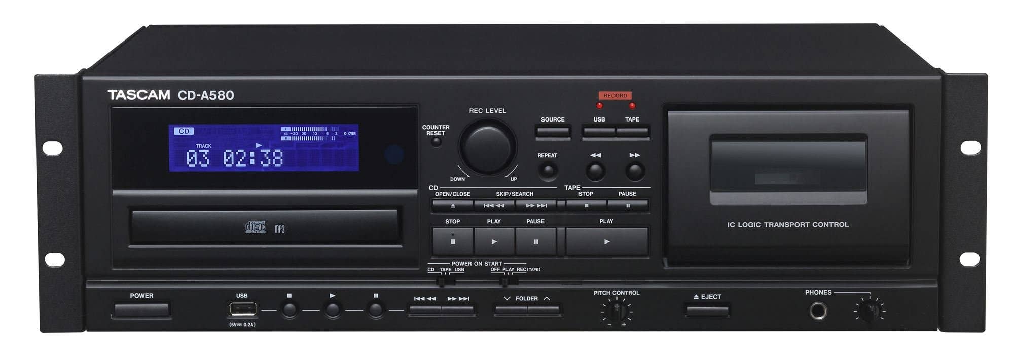 TASCAM CD-A580 Cassette/CD/USB MP3 Player Recorder Combo