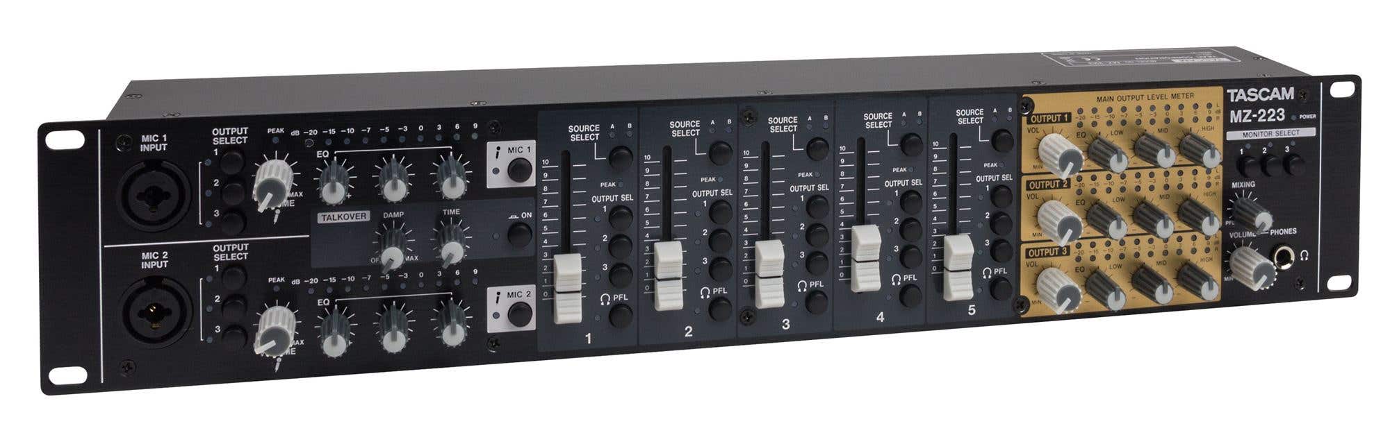 TASCAM MZ-223 7 Channel 3 Zone Rackmount Mixer With Voice Priority