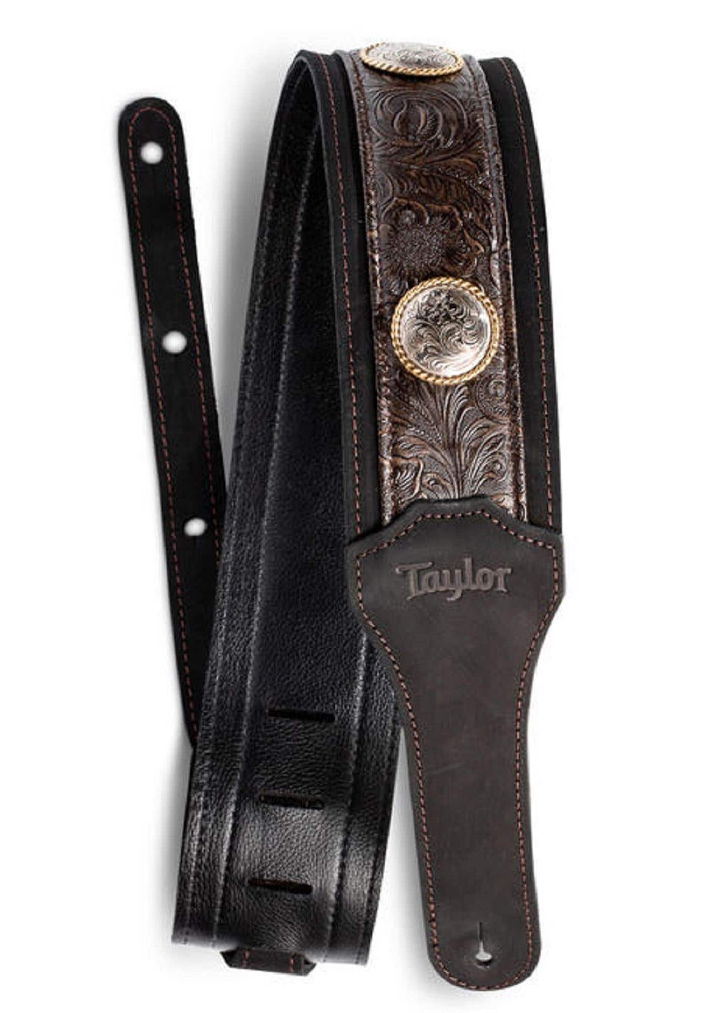 Taylor Grand Pacific Nickel Concho Leather Guitar Strap