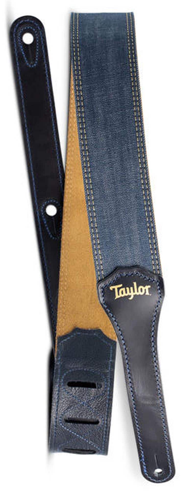 Taylor Blue Denim 2" Guitar Strap Gold Logo