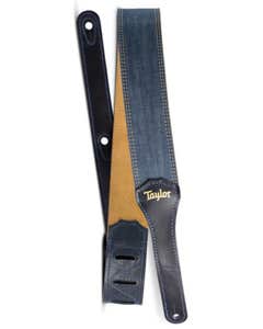 Taylor Blue Denim 2" Guitar Strap Gold Logo