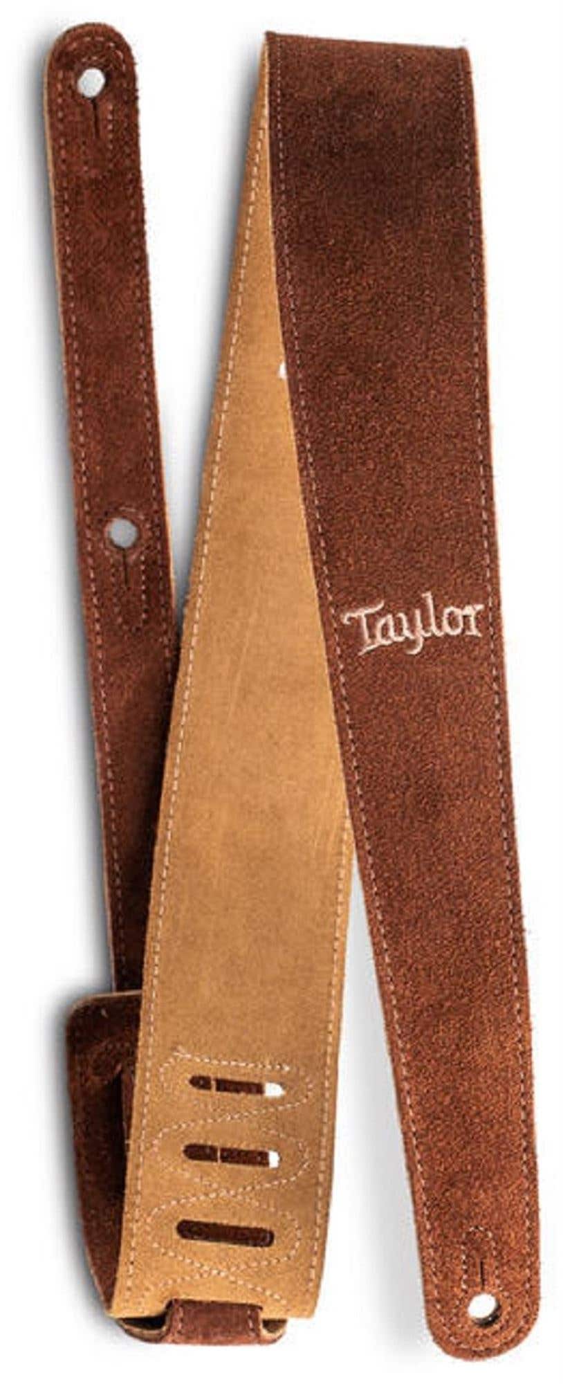 Taylor 2.5" Embroidered Suede Strap Chocolate Brown