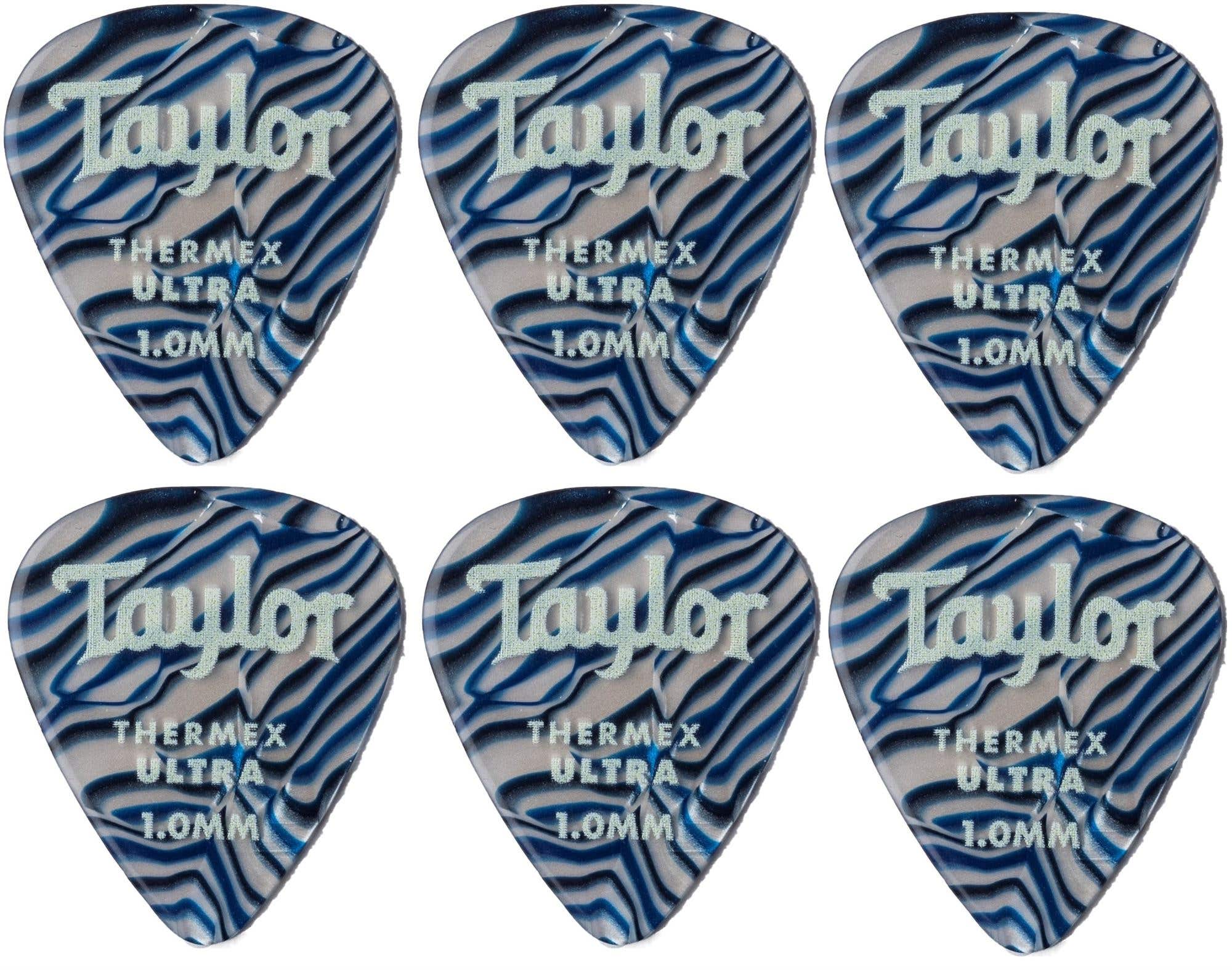 Taylor Premium 351 Thermex Ultra Guitar Picks 6 Pack Blue Swirl 1mm