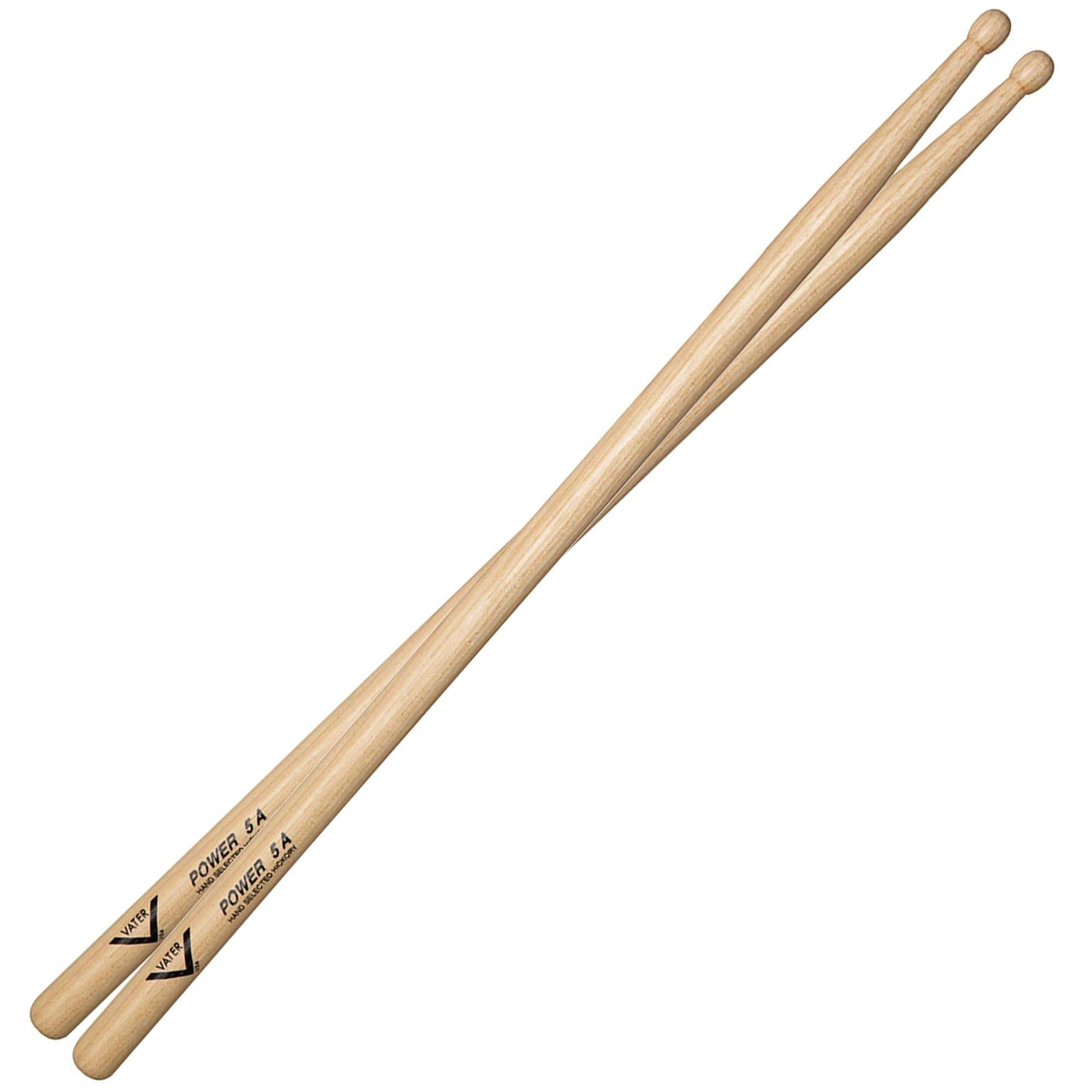 Vater 5A Power Hickory Wood Tip Drumsticks Pair