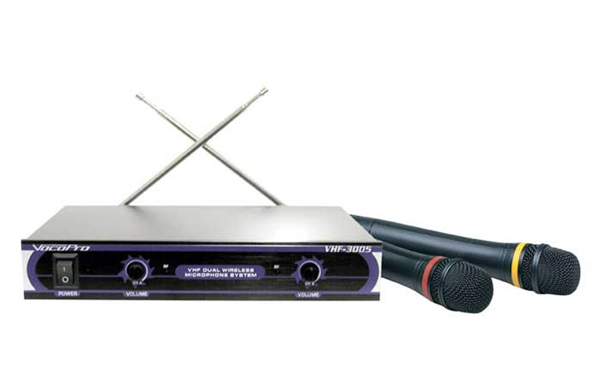 VocoPro VHF3005 Dual Handheld Wireless Microphone System