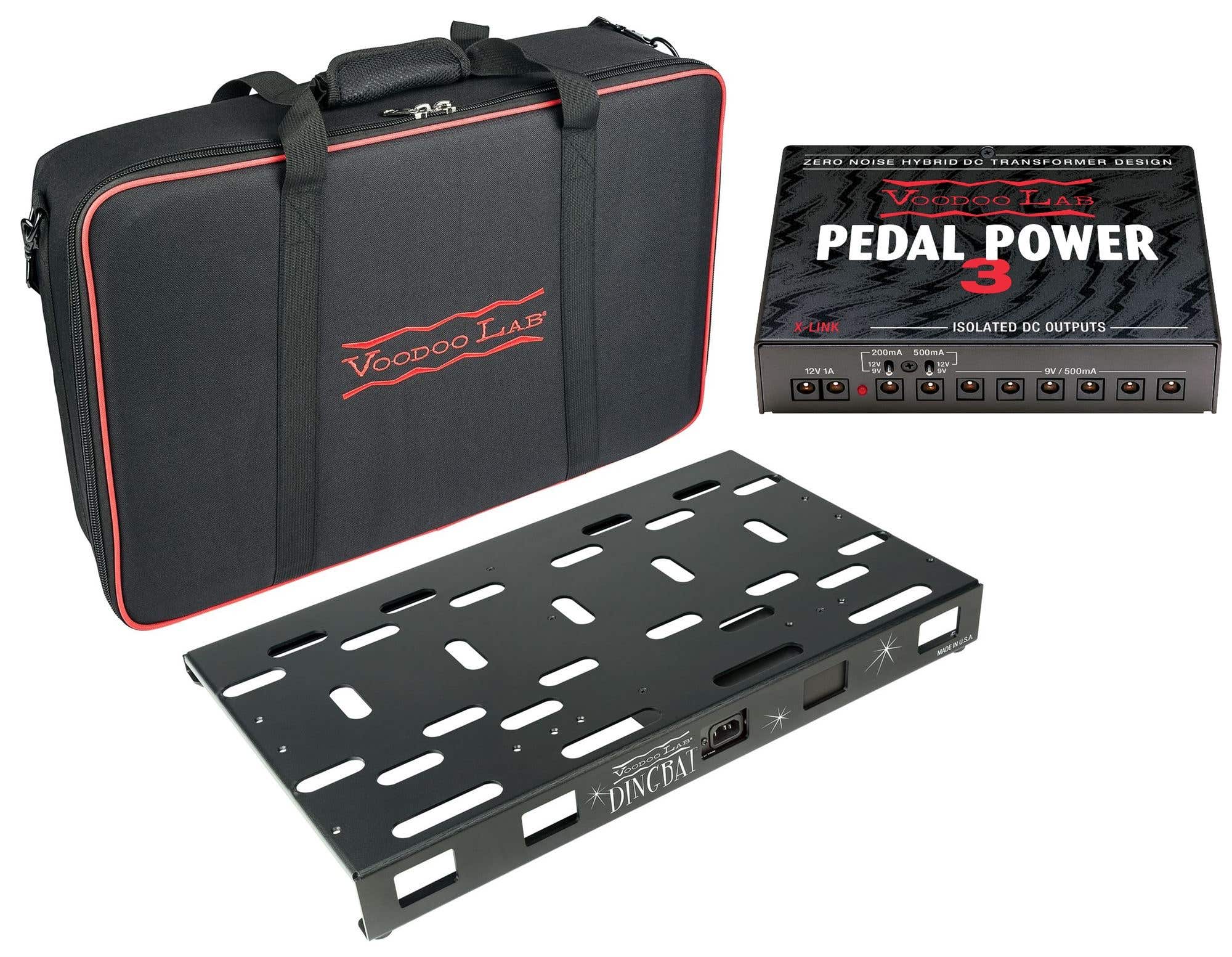 Voodoo Lab Dingbat Medium Pedalboard with Pedal Power 3
