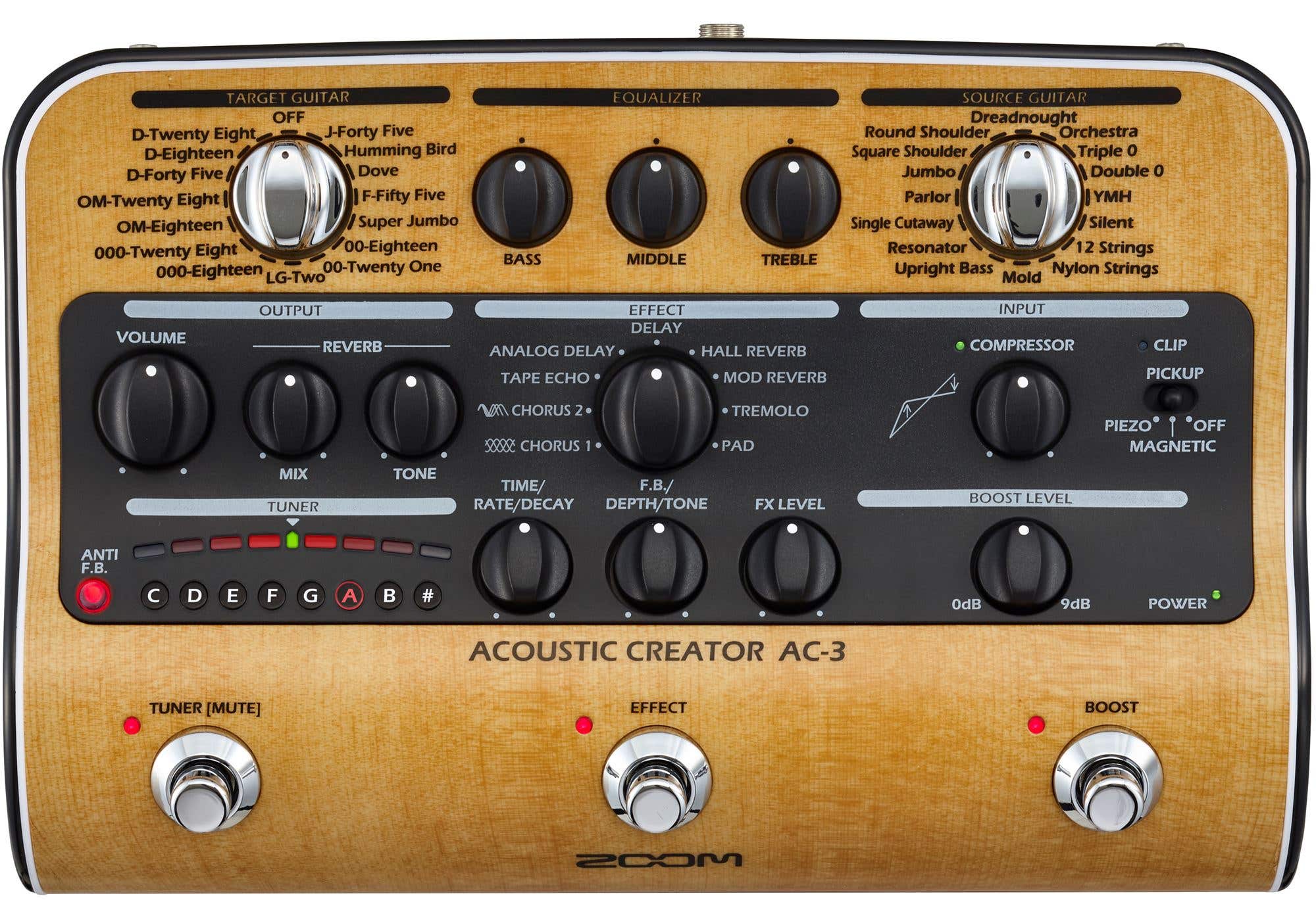 Zoom AC-3 Acoustic Creator Enhanced Direct Box For Acoustic Guitar