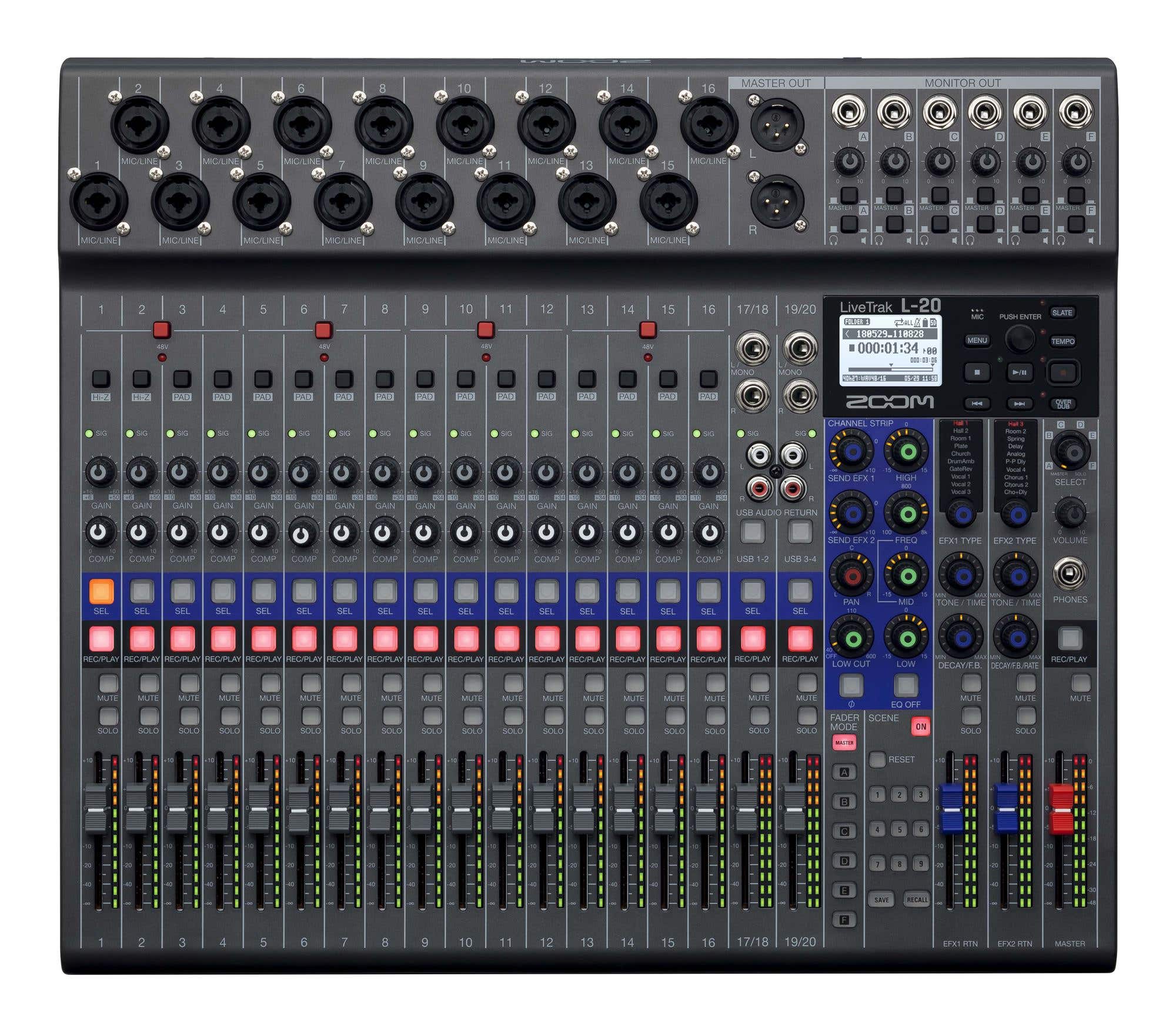 Zoom LiveTrak L-20 20 Channel Digital Mixer And Recorder