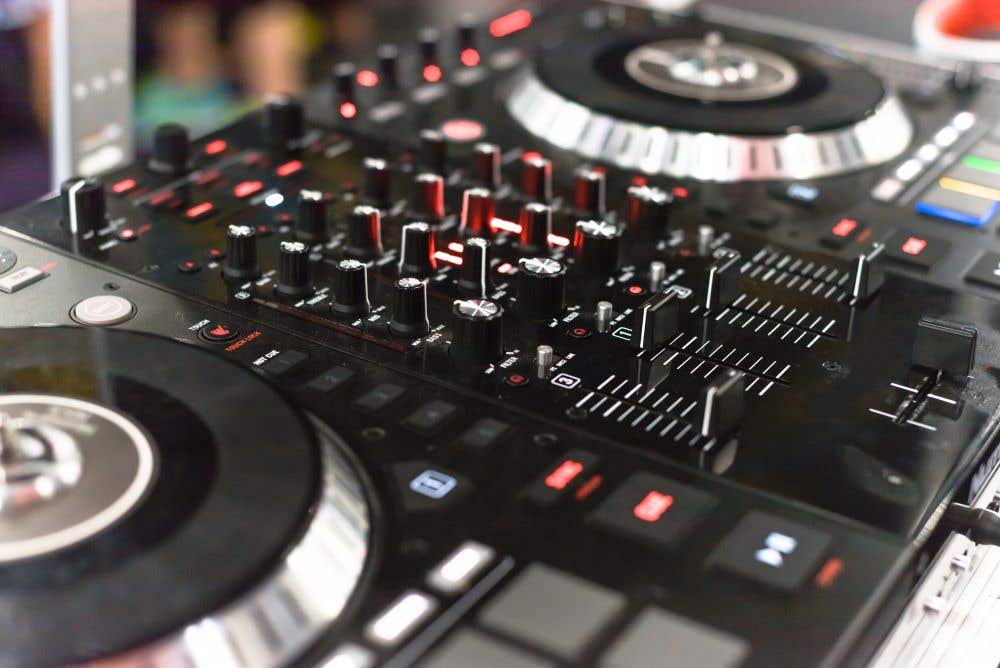 Closeup of a DJ controller